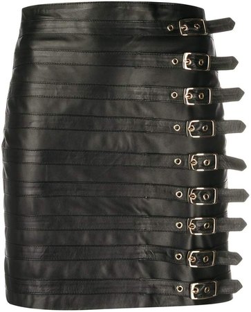 Manokhi leather buckle detail mini skirt