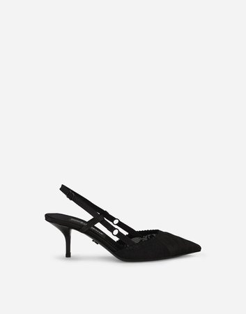 Zapatos de Tacón para Mujer en Black | Zapatos destalonados en raso corsetero | Dolce&Gabbana