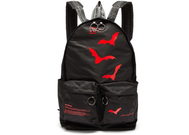 OFF-WHITE Backpack Bat Print Black Red