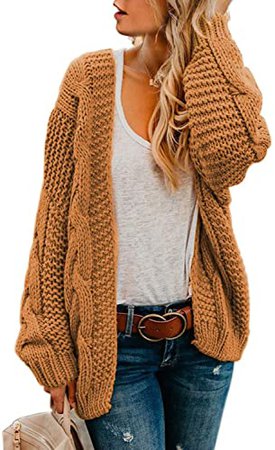 Dokotoo Womens Plus Size Oversized Winter Warm Cozy Open Front Solid Loose Long Sleeve Chunky Cable Knited Cardigan Sweater Coats Jackets Pullover Sweater Pink XX-Large at Amazon Women’s Clothing store