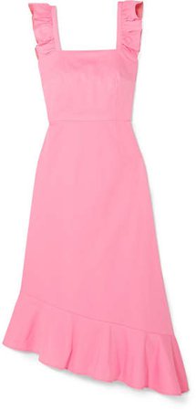 STAUD - Valentina Ruffled Stretch-cotton Poplin Dress - Pink