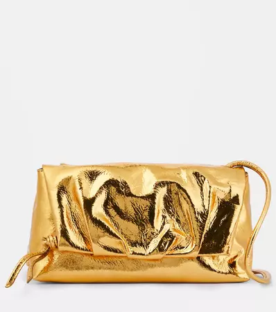 Metallic Leather Shoulder Bag in Gold - Dries Van Noten | Mytheresa
