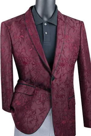 "Textured Floral" Burgundy Tuxedo Jacket (Separates) – Buy4LessTuxedo.com