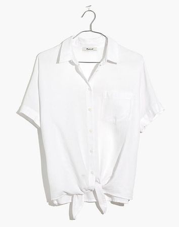 Short-Sleeve Tie-Front Shirt white