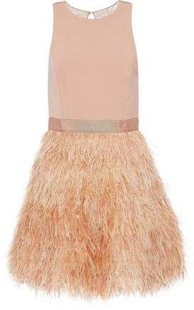 Jeans Philomena Feather-trimmed Tulle And Crepe Mini Dress