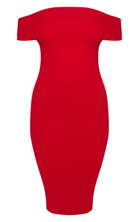 Red off shoulder dress