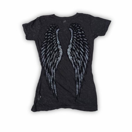 mall goth mesh angel wing print top