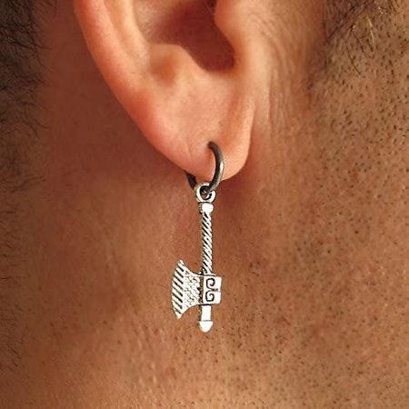 Amazon.com: Viking Axe Earring for Men - Single Mens Earrings - Hoop Charm Earring - Unique Mens Jewelry: Handmade