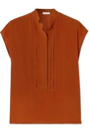 Chloé | Pintucked silk-crepe blouse | NET-A-PORTER.COM