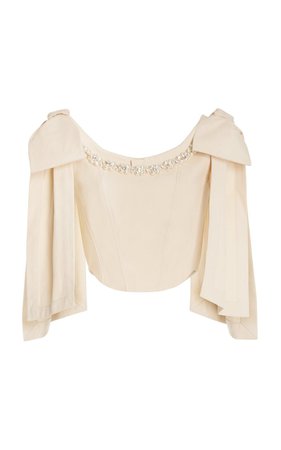 Pearl-Embellished Cotton Corset Top By Simone Rocha | Moda Operandi
