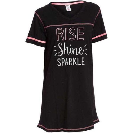 Sleep & Co Black 'Rise Shine Sparkle' Dorm Sleep Shirt ($9.99)