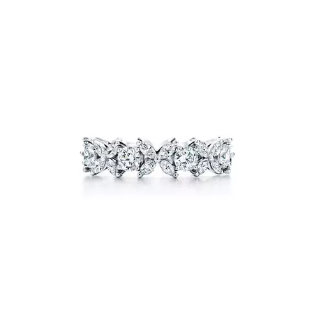 Tiffany Victoria® Platinum and Diamond Alternating Ring | Tiffany & Co.