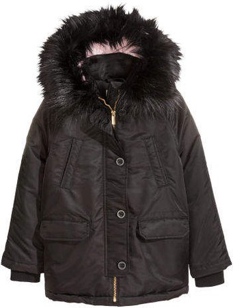 Padded Parka with Hood - Black