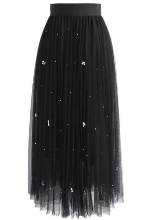 Falling Sparkle Tulle Skirt in Black - Skirt - BOTTOMS - Retro, Indie and Unique Fashion