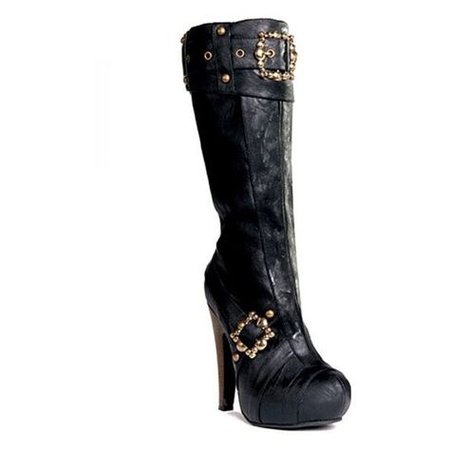 Black & Gold Buckle Pirate Boots
