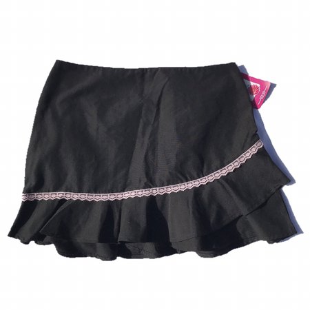 black and pink asymmetrical ruffled skirt