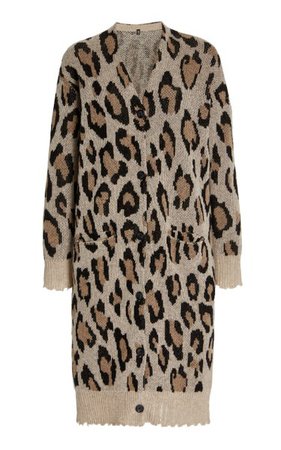 Distressed Leopard-Knit Cashmere Long Cardigan By R13 | Moda Operandi