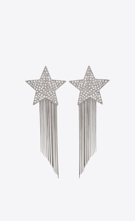 Saint Laurent ‎STARS & LOVE Star Earrings With Metal Chains ‎ | YSL.com