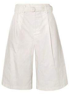 Belted Pleated Cotton-blend Twill Shorts