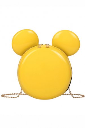 Lovely Mickey Mouse Shape Solid Color Round Crossbody Shoulder Bag 18*6*18 CM - Beautifulhalo.com