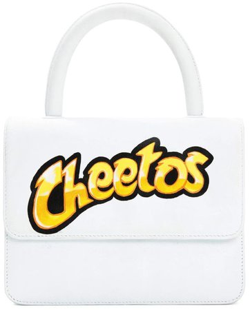 TOP HANDLE HANDPAINTED CHEETOS WHITE LEATHER