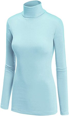 Lock and Love Women's Soft Basic Lightweight Long Sleeve Turtleneck Top S-3XL_Made in U.S.A. at Amazon Women’s Clothing store