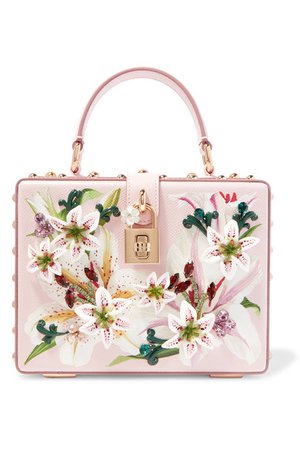 Dolce & Gabbana | Lilium embellished floral-print textured-leather tote | NET-A-PORTER.COM