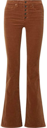 Beverly Stretch-cotton Corduroy Flared Pants - Brown