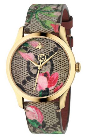 Gucci G-Timeless Floral Print GG Canvas Strap Watch, 38mm | Nordstrom