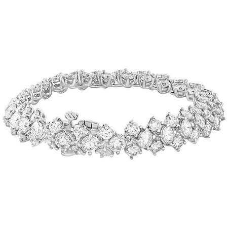 17.71 Carat Three-Row Diamond Tennis Bracelet For Sale at 1stdibs