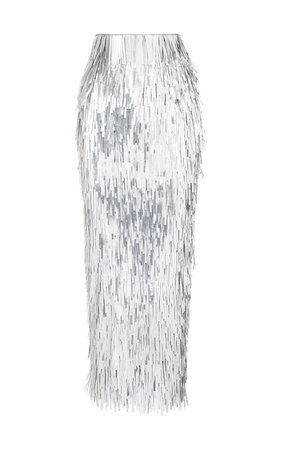 Silver Foil Embroidered Pencil Skirt – BRANDON MAXWELL
