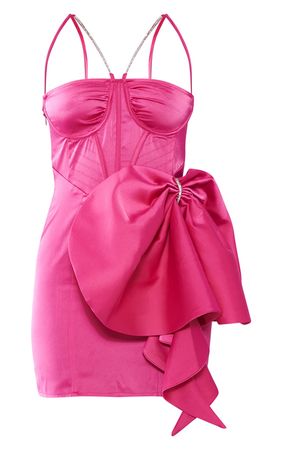 Hot Pink Diamante Strap Bow Skirt Corset Bodycon Dress | PrettyLittleThing USA