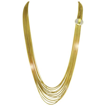 Gucci 18 Karat 27-row Gold Long Lariat Necklace