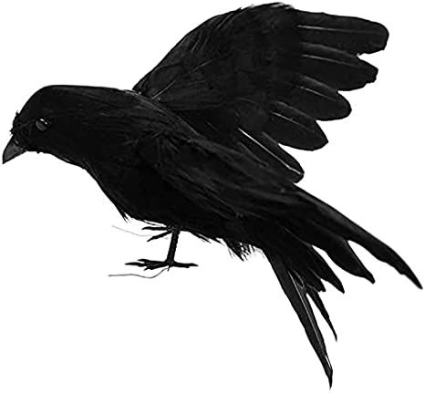 Amazon.com : Fashionwu Halloween Decoration Realistic Crows Halloween Handmade Crow Prop Feathered Black Crows Props Raven Scene Birds Decoration - 2pcs Flying Crows, 5.9in : Patio, Lawn & Garden