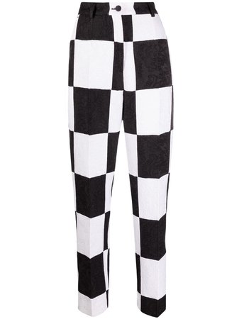 Dolce & Gabbana checkerboard jacquard-woven trousers black & white FTAM2TGDX76 - Farfetch