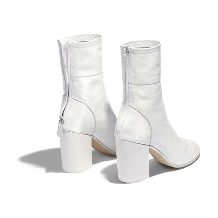 Calfskin White Short Boots | CHANEL