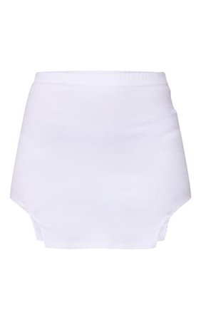 White Stretch Woven Dip Front Detail Mini Skirt | PrettyLittleThing USA