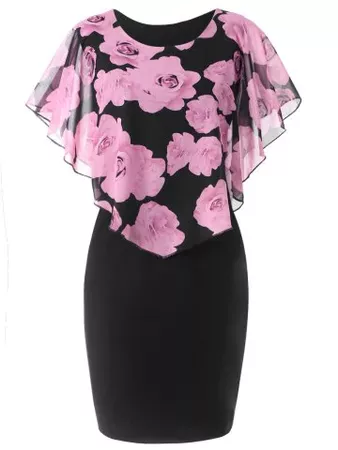 Pink Xl Plus Size Rose Overlay Dress | RoseGal.com
