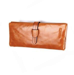 Orange Kalino - Colorful Genuine Oil wax Leather Long Wallet