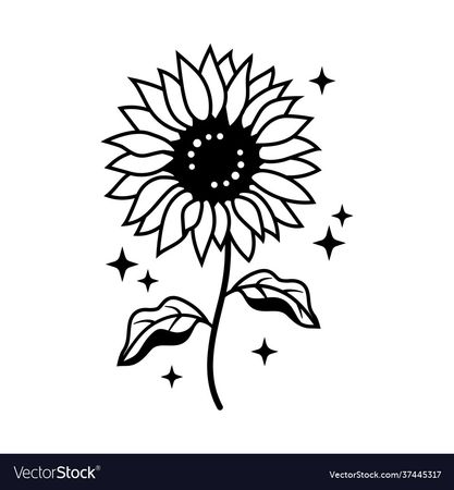 Hand drawn sunflower thin line icon sunflower Vector Image