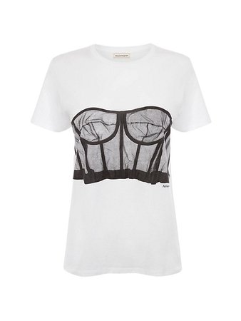 Alexander McQueen Corset Cotton T-Shirt | SaksFifthAvenue