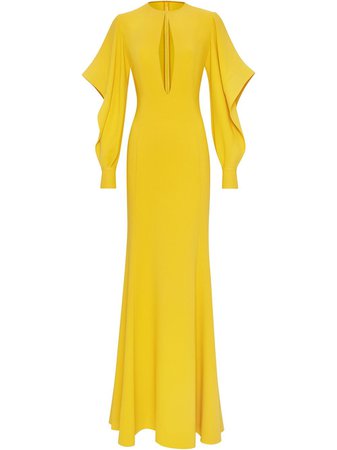 Shop yellow Oscar de la Renta cut-out detail gown with Express Delivery - Farfetch