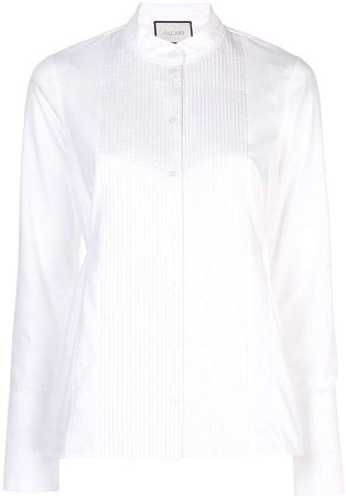 pleated button down shirt