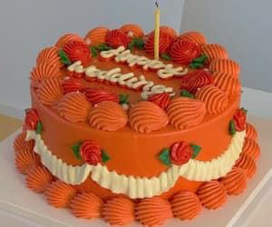 aesthetic orange birthday cake