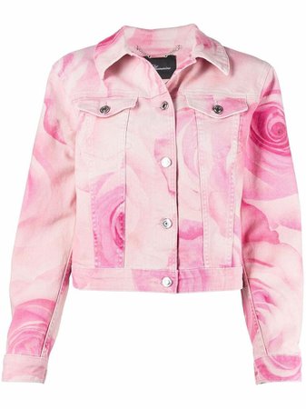 Blumarine - floral print pink denim jacket