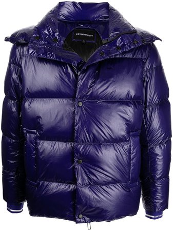 Emporio Armani purple puffer coat - FARFETCH