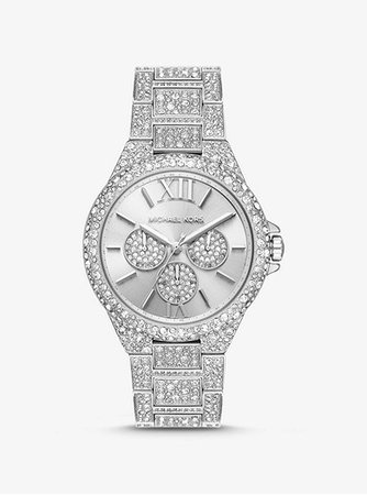 Oversized Camille Pavé Silver-Tone Watch $495