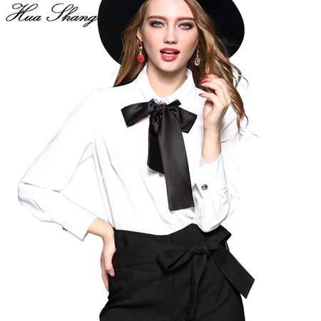 Long Sleeve White Blouse with Tie