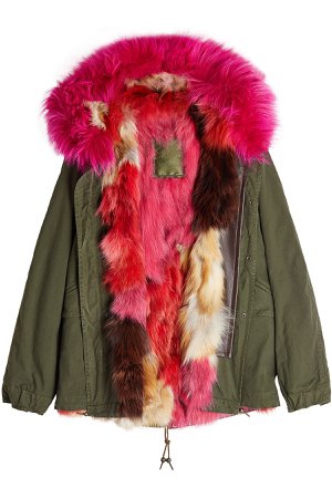 Cotton Parka with Raccoon and Fox Fur Gr. XS