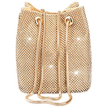 Vgift Evening Purse Women, Rhinestone Bucket Bag Crystal Purse for Wedding Party, Gold: Handbags: Amazon.com